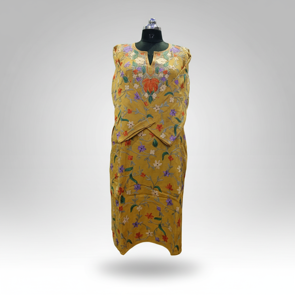 Mustard Yellow Light  with Full Aari Work