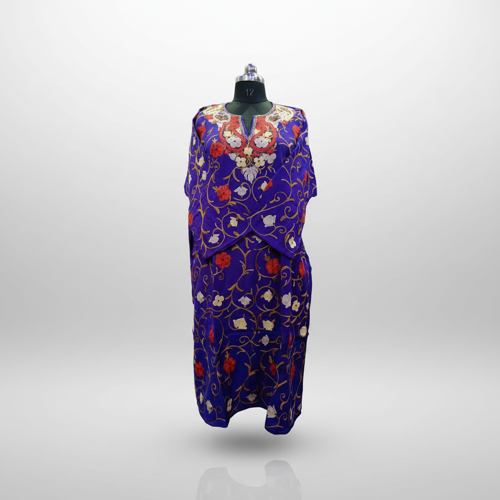 Purple Kashmiri Phiran With Full Aari Work